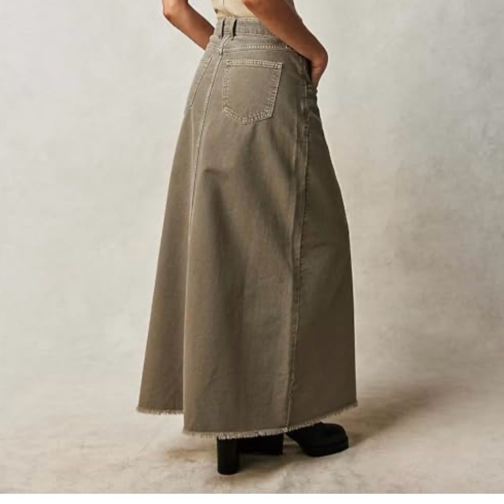 Free People-We the Free Women's Olive Green Maxi Skirt